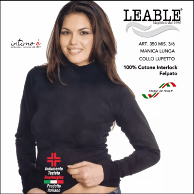 Canotta Donna Cotone Caldo Termico Manica Lunga Lupetto