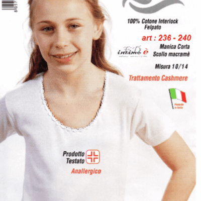Maglia Bimba Manica Corta Cotone Caldo Termico