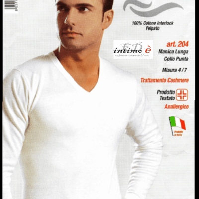 Maglia Uomo Manica Lunga Cotone Caldo Termico Collo a V