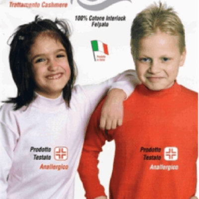 Maglia Bimbi Cotone Caldo Termico Manica Lunga Lupetto