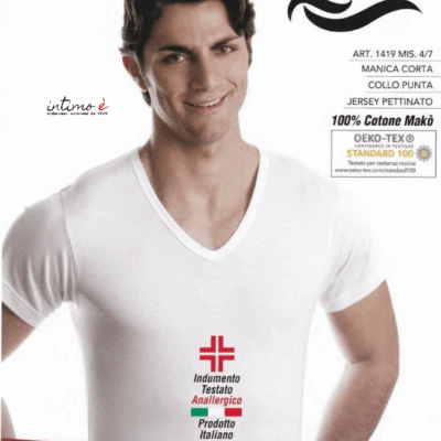 Maglia Uomo Manica Corta Cotone Makò Collo a V